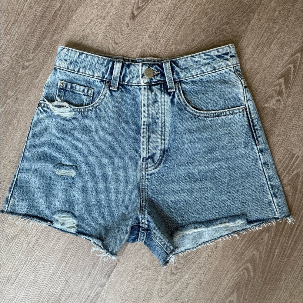 Zara Blue Jean Shorts High-Waisted Distressed